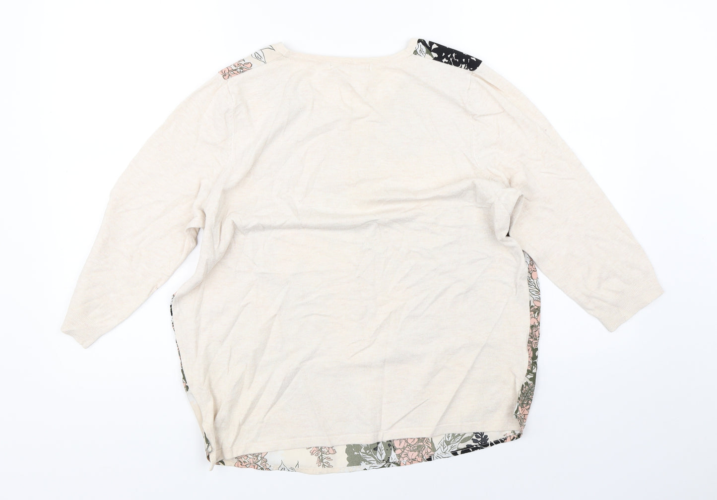 George Womens Beige Floral  Pullover Jumper Size 12