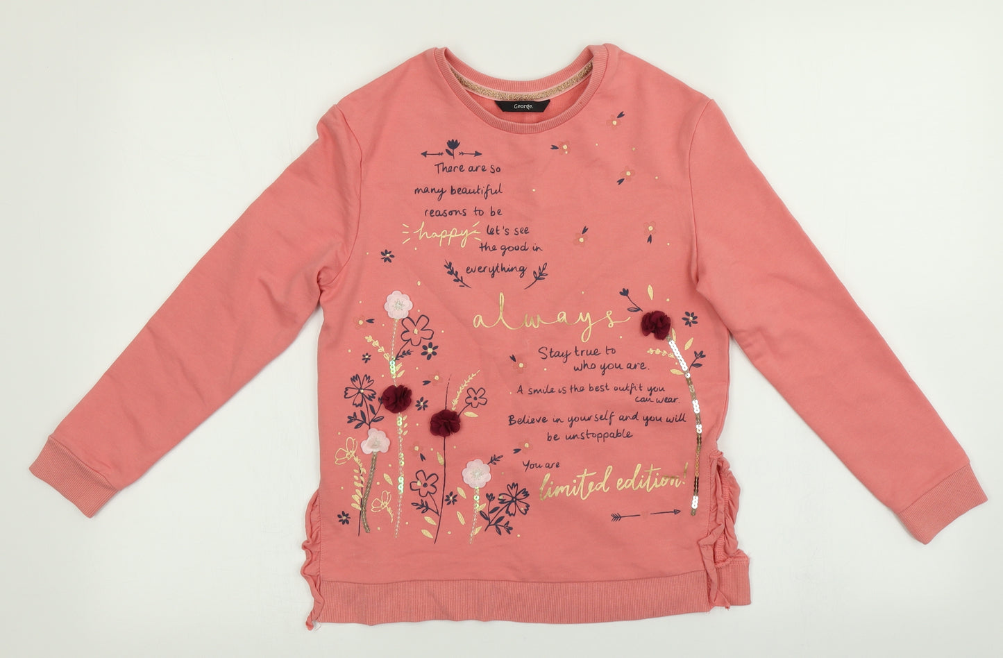 George Girls Pink   Pullover Sweatshirt Size 10-11 Years