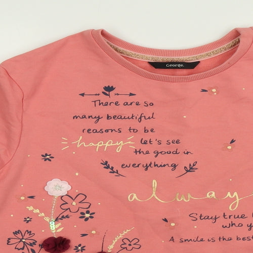 George Girls Pink   Pullover Sweatshirt Size 10-11 Years