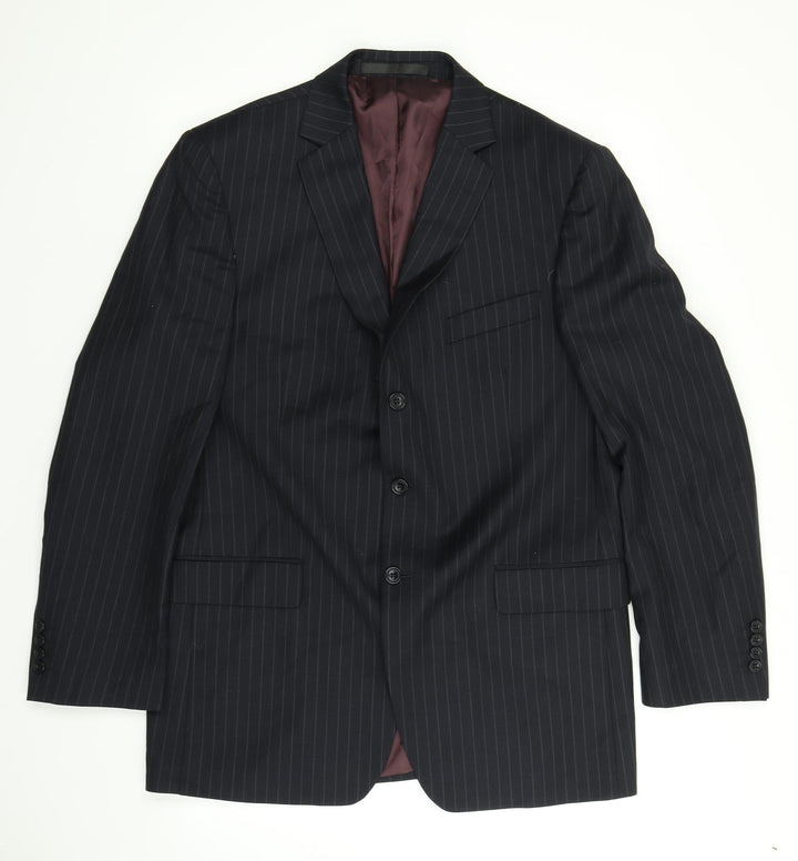 M&S Mens Black Striped Jacket Suit Jacket