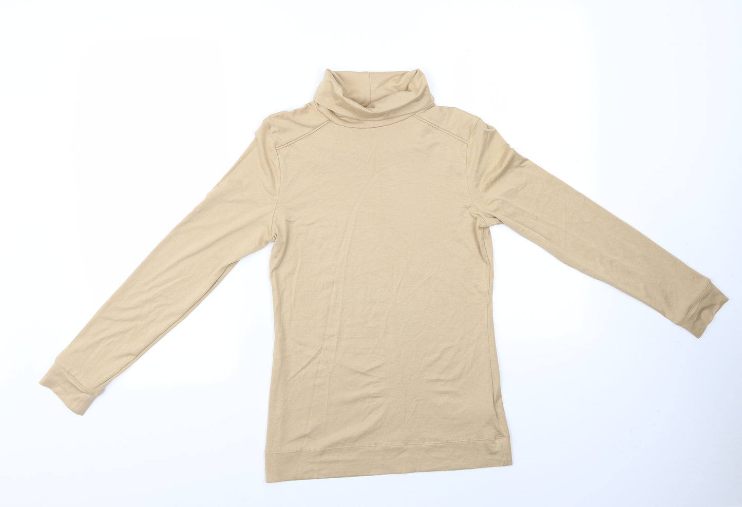 Marks and Spencer Womens Beige   Basic T-Shirt Size 8  - Roll Neck