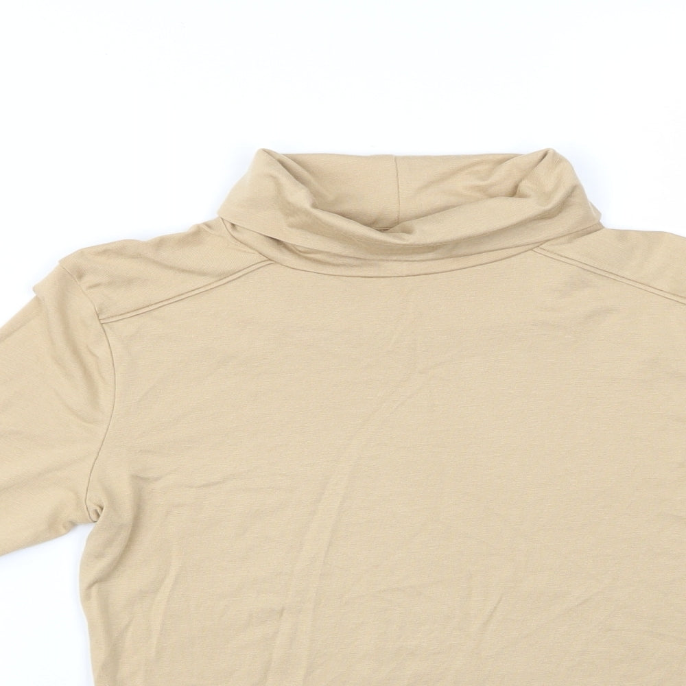 Marks and Spencer Womens Beige   Basic T-Shirt Size 8  - Roll Neck
