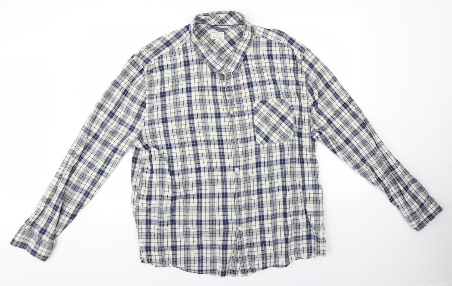 Easy Mens Blue Check   Button-Up Size 3XL  - Check Shirt