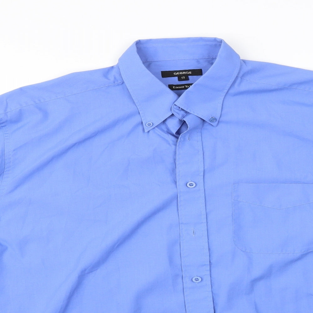 George Mens Blue    Dress Shirt Size 17  - Formal Shirt