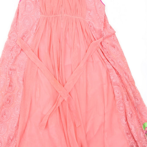 Flash Girls Pink   Ball Gown    - Jewelled collar, pattern hemline