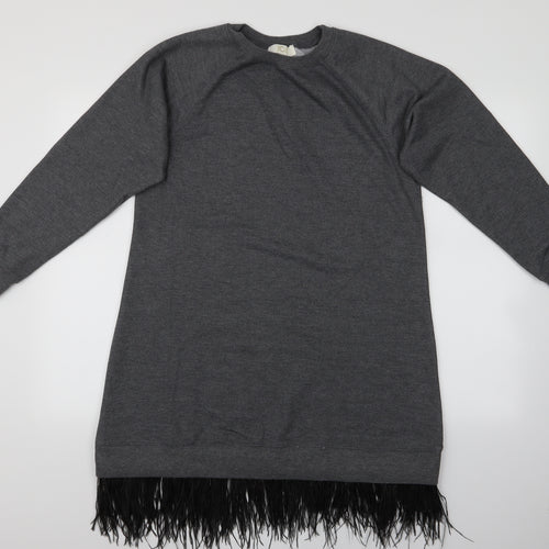 JCL Womens Green   Pullover Jumper Size S  - Longline fringed