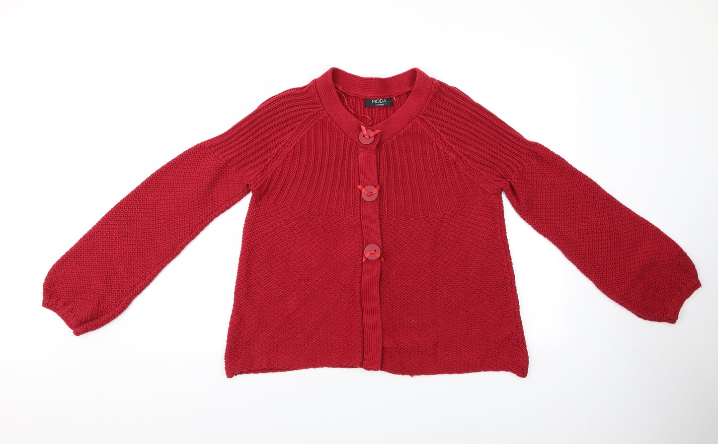 George Moda Womens Red   Cardigan Jumper Size 14  - Large buttons