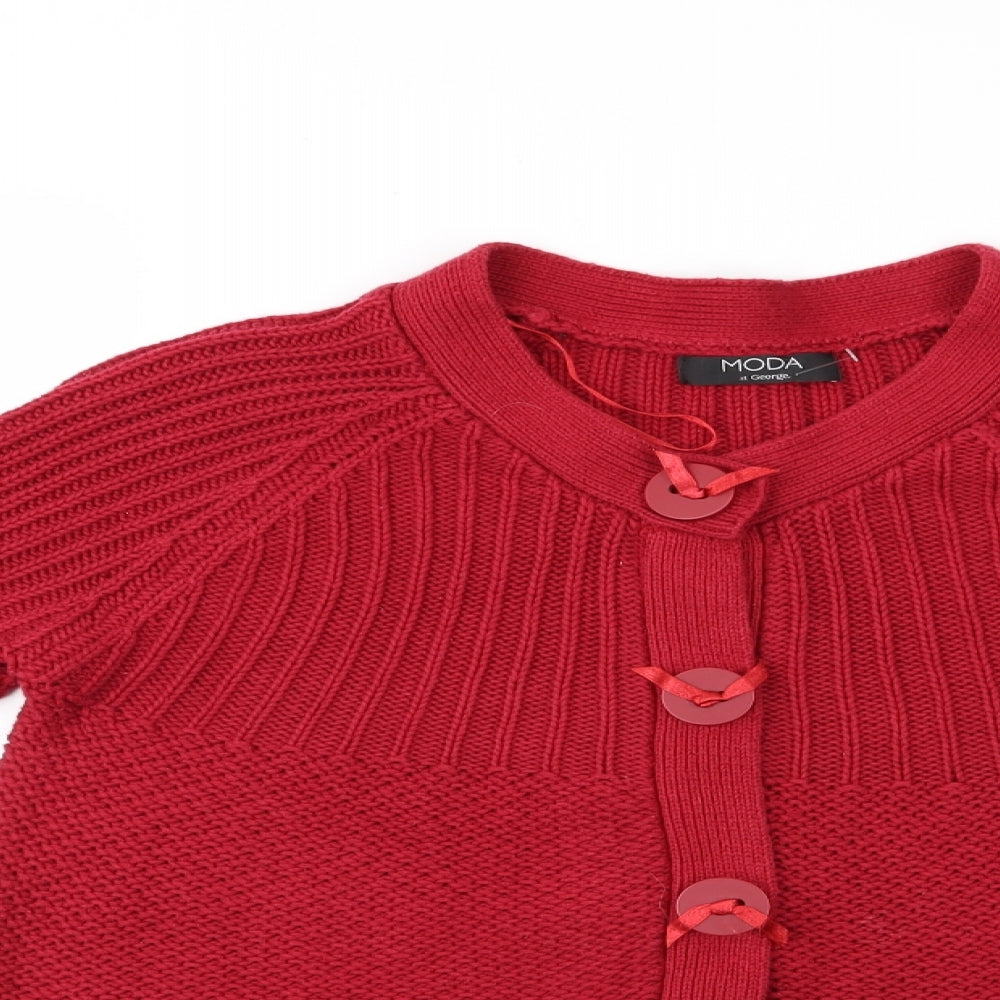 George Moda Womens Red   Cardigan Jumper Size 14  - Large buttons