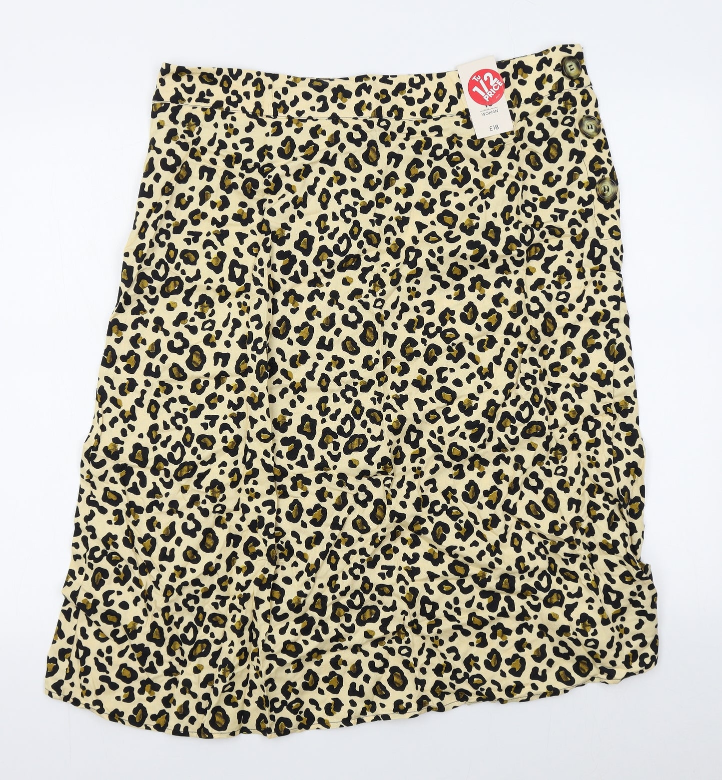 TU Womens Yellow Animal Print  A-Line Skirt Size 16