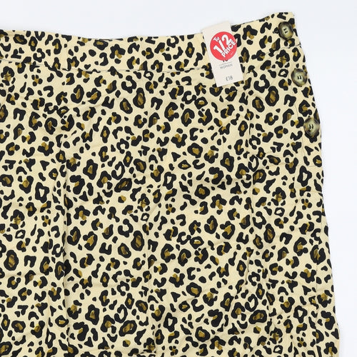 TU Womens Yellow Animal Print  A-Line Skirt Size 16