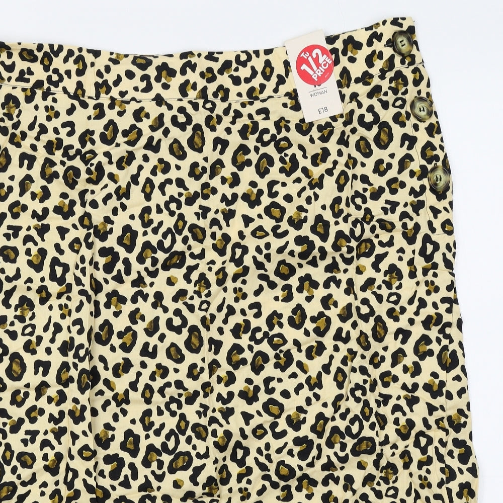 TU Womens Yellow Animal Print  A-Line Skirt Size 16