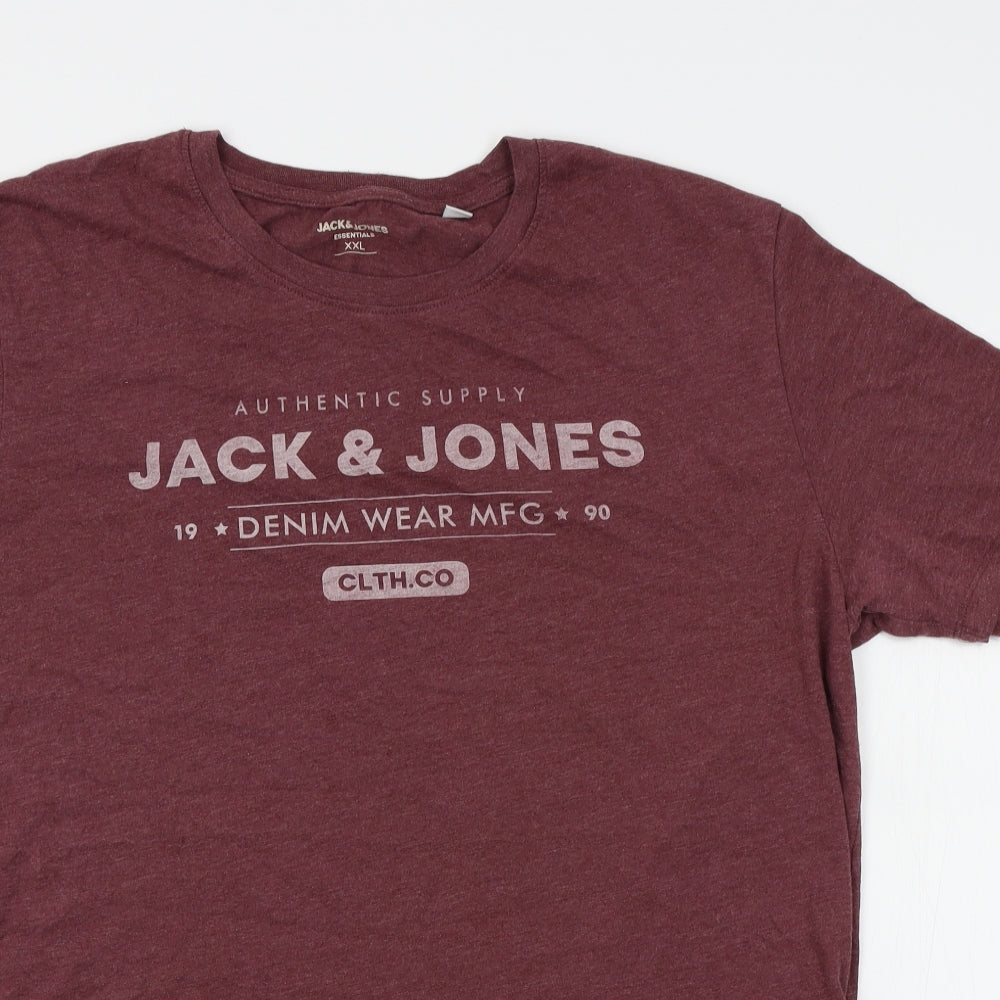 JACK & JONES Mens Red    T-Shirt Size 2XL