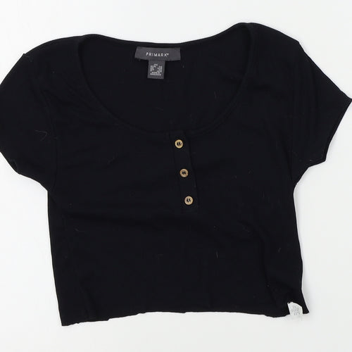 Primark Womens Black   Cropped T-Shirt Size 2XS