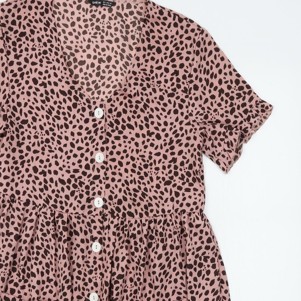 SheIn Womens Pink Animal Print  A-Line  Size S