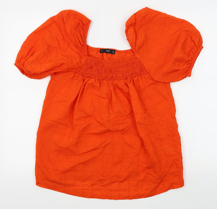 F&F Womens Orange Basic Blouse Size 8