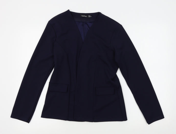 Boohoo Womens Blue Jacket Blazer Size 14