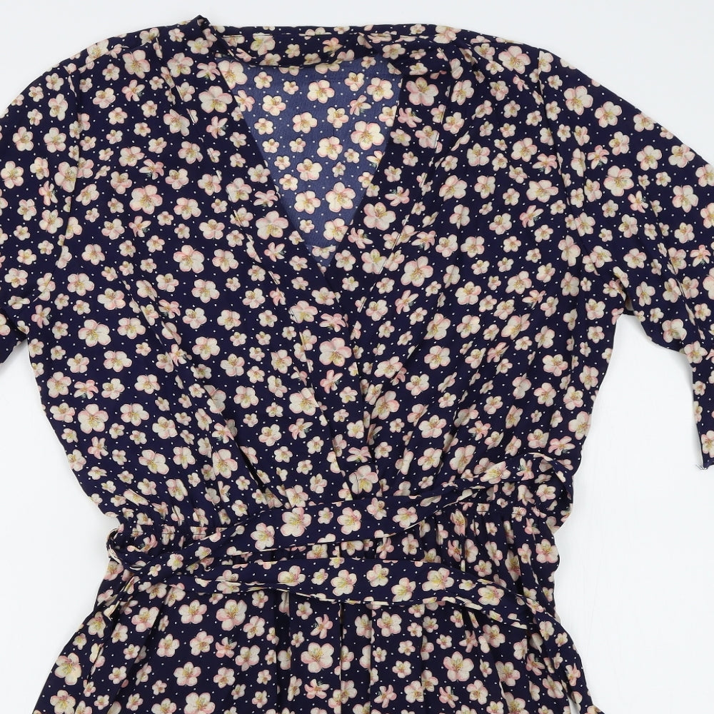 Boohoo Womens Blue Floral  Kaftan  Size 16