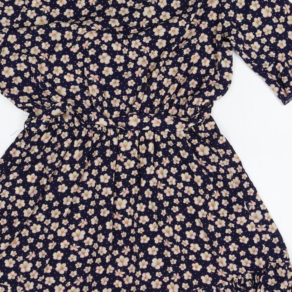Boohoo Womens Blue Floral  Kaftan  Size 16