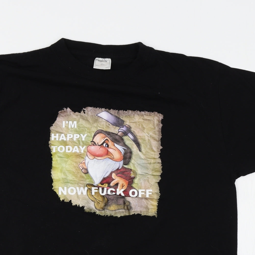 Super Mens Black    T-Shirt Size M  - funny