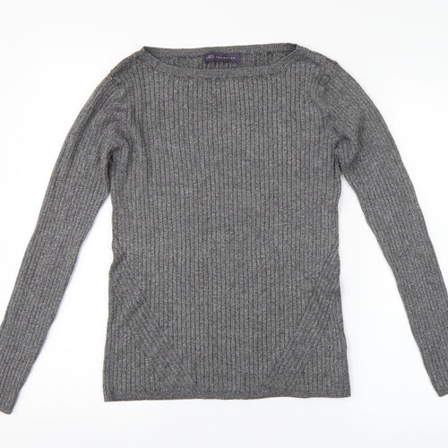 M&S Womens Grey Striped  Pullover Jumper Size 12