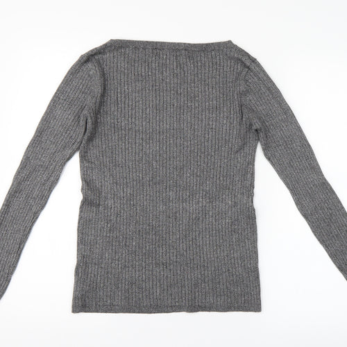 M&S Womens Grey Striped  Pullover Jumper Size 12