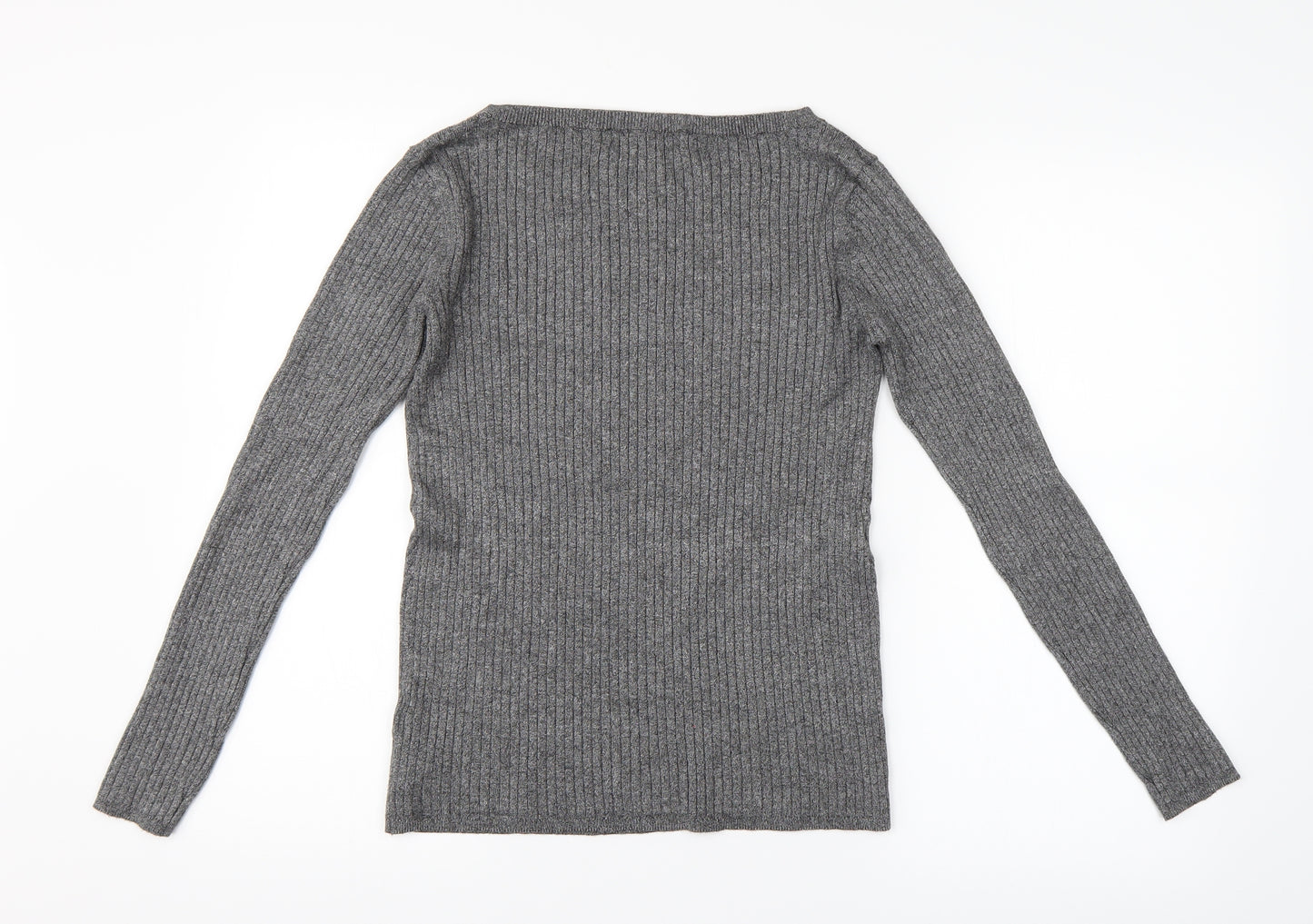 M&S Womens Grey Striped  Pullover Jumper Size 12