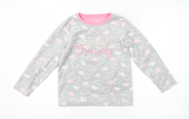 YD Girls Grey Geometric   Pyjama Top Size 7-8 Years