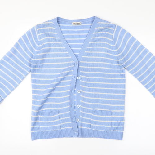 Damart Womens Blue Striped  Cardigan Jumper Size 10
