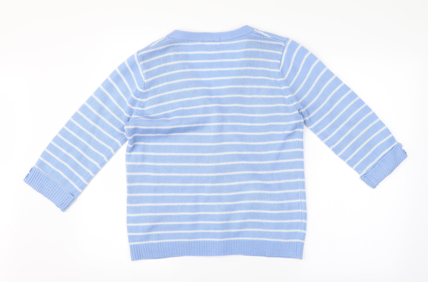 Damart Womens Blue Striped  Cardigan Jumper Size 10