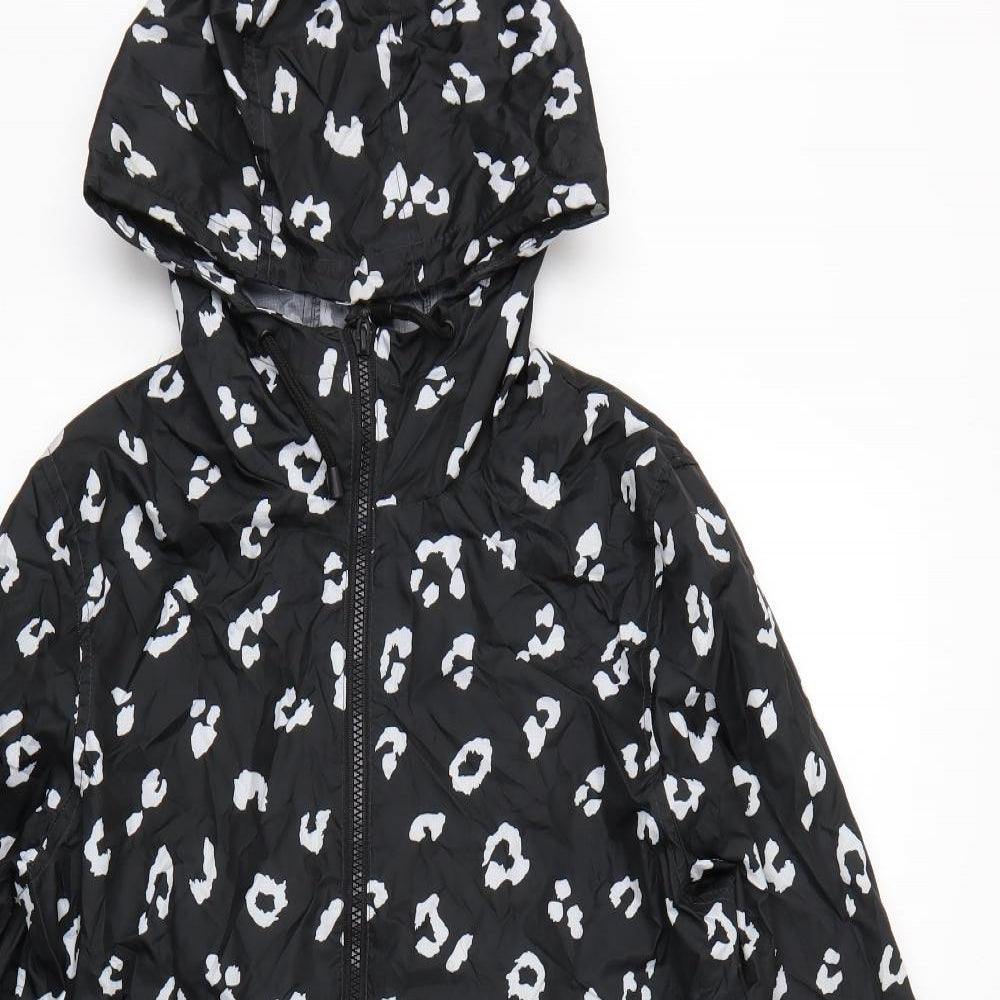 Primark Womens Black Animal Print  Rain Coat Coat Size 4