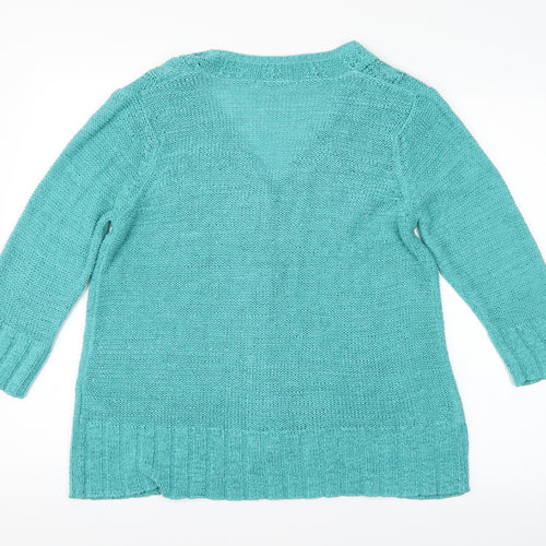 M&S Womens Green Argyle/Diamond  Cardigan Jumper Size 14