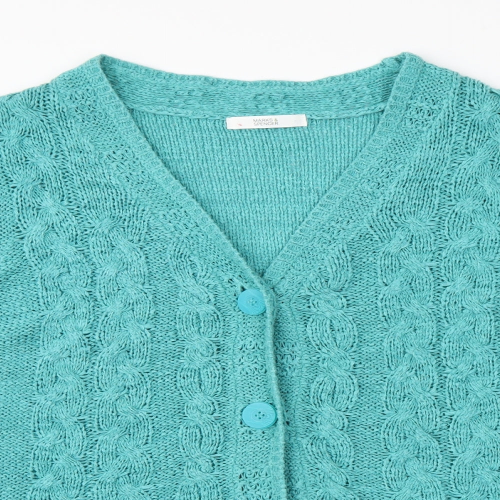 M&S Womens Green Argyle/Diamond  Cardigan Jumper Size 14