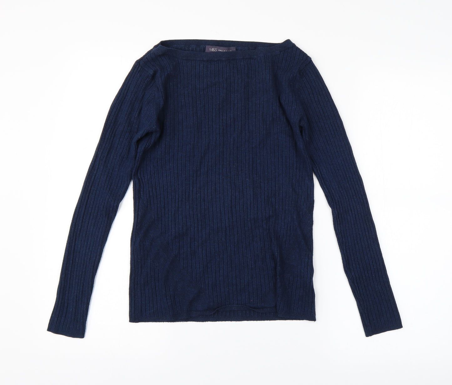M&S Womens Blue Striped  Pullover Jumper Size 10