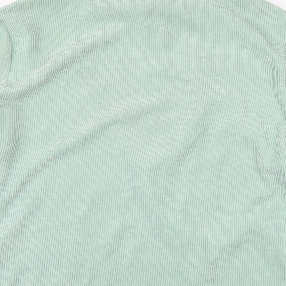 Nasty Gal Womens Green Striped  Basic Button-Up Size 12