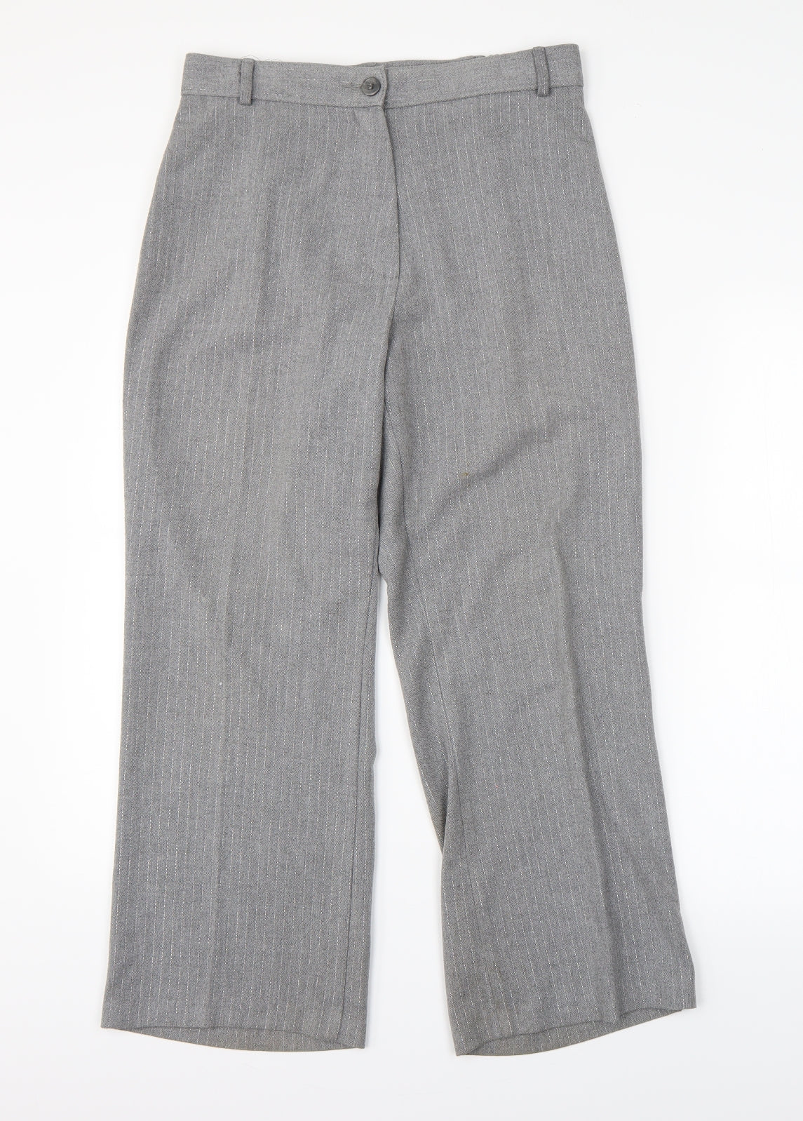 M&S Womens Grey Striped  Trousers  Size 10 L28 in