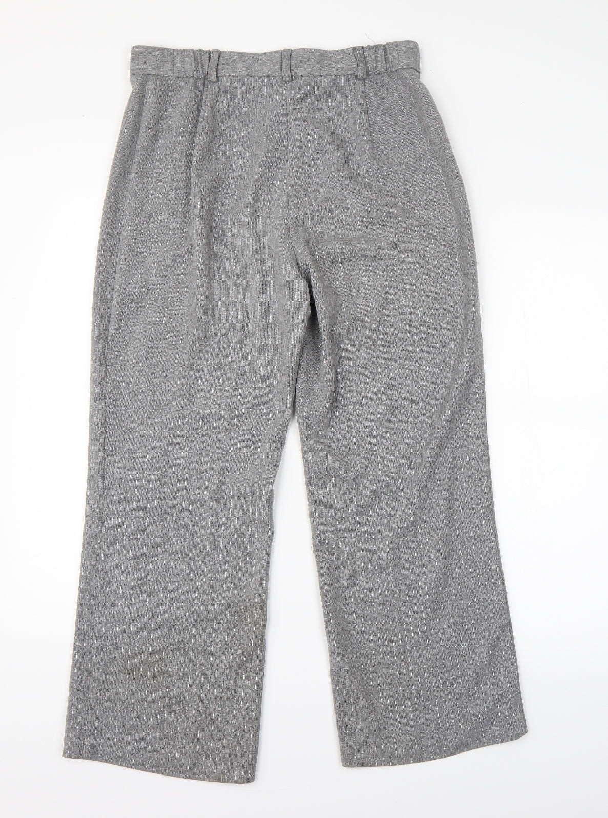 M&S Womens Grey Striped  Trousers  Size 10 L28 in