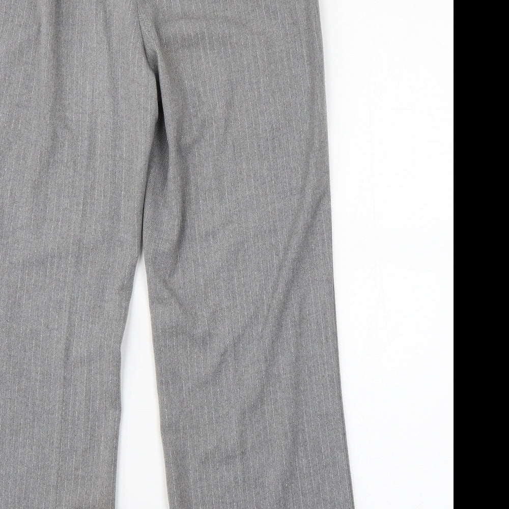 M&S Womens Grey Striped  Trousers  Size 10 L28 in