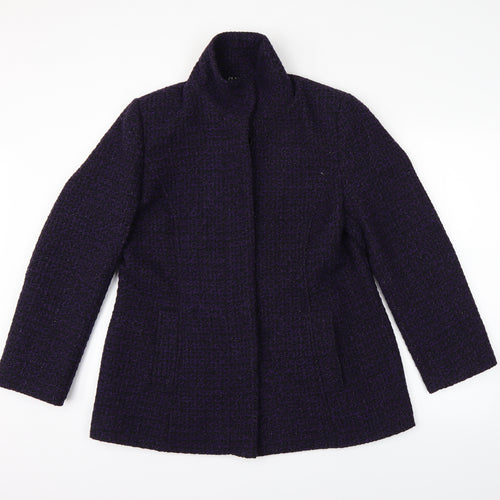 Preworn Womens Purple Argyle/Diamond  Overcoat Coat Size 14