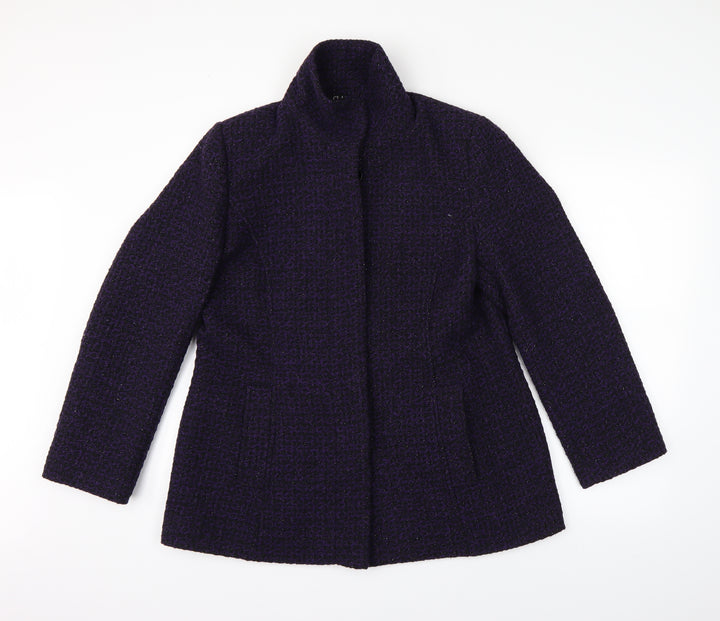 Preworn Womens Purple Argyle/Diamond Overcoat Coat Size 14