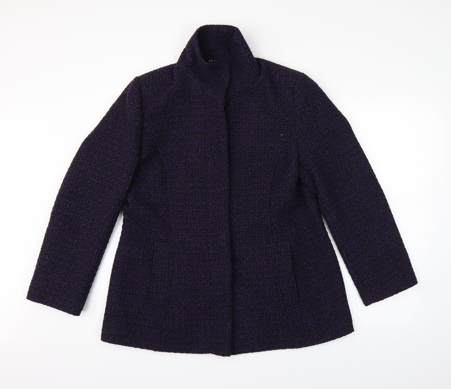 Preworn Womens Purple Argyle/Diamond  Overcoat Coat Size 14