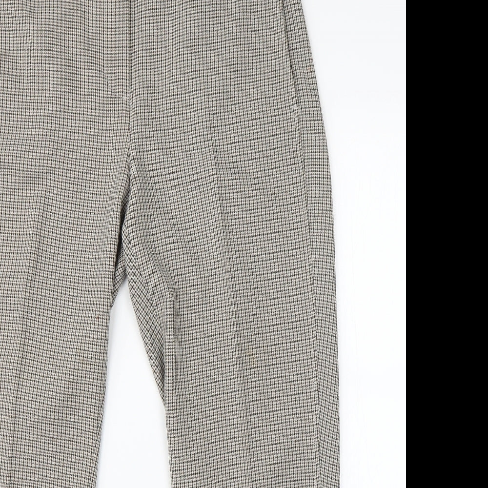 M&S Womens Grey Argyle/Diamond  Trousers  Size 14 L30 in