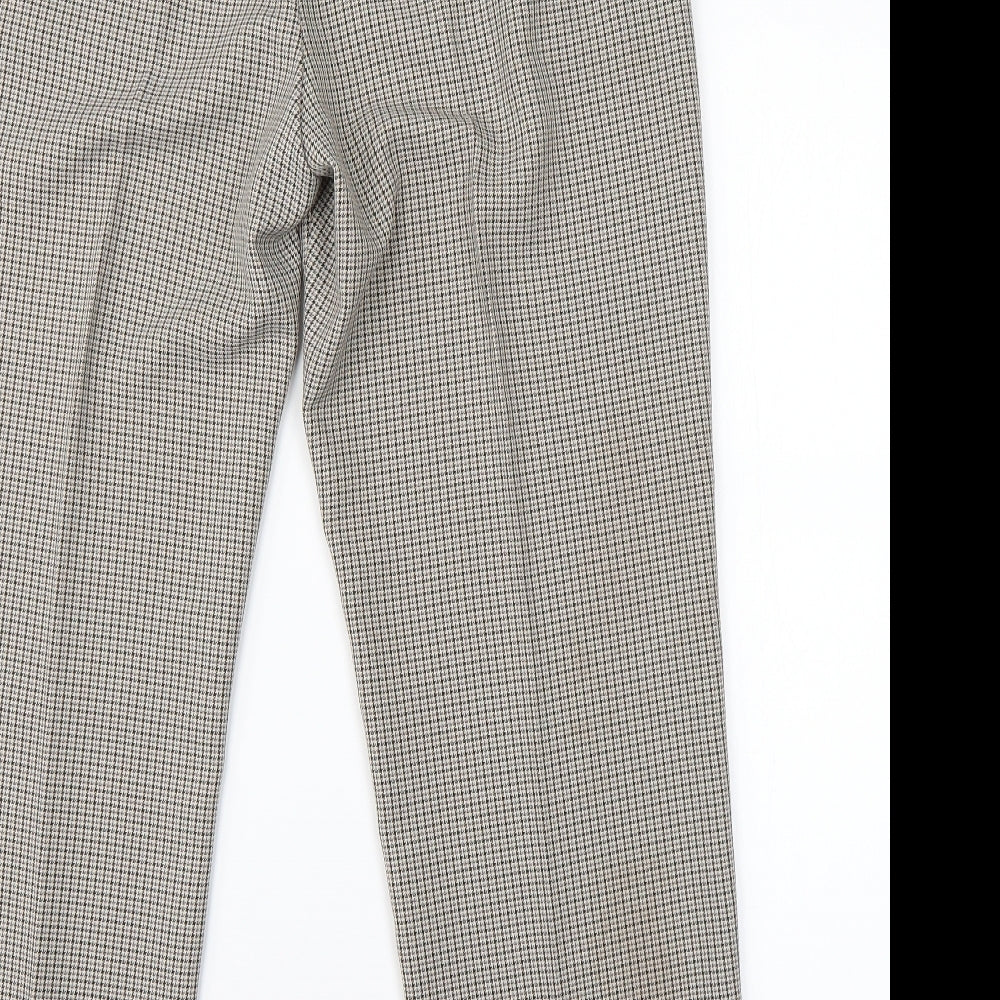 M&S Womens Grey Argyle/Diamond  Trousers  Size 14 L30 in