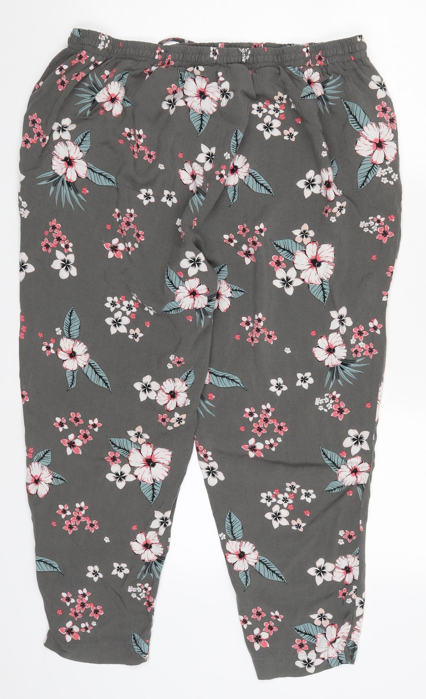 Yours Womens Grey Floral  Trousers  Size 22 L23.5 in