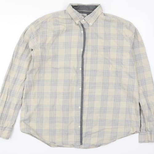 NEXT Mens Beige Check   Button-Up Size 2XL