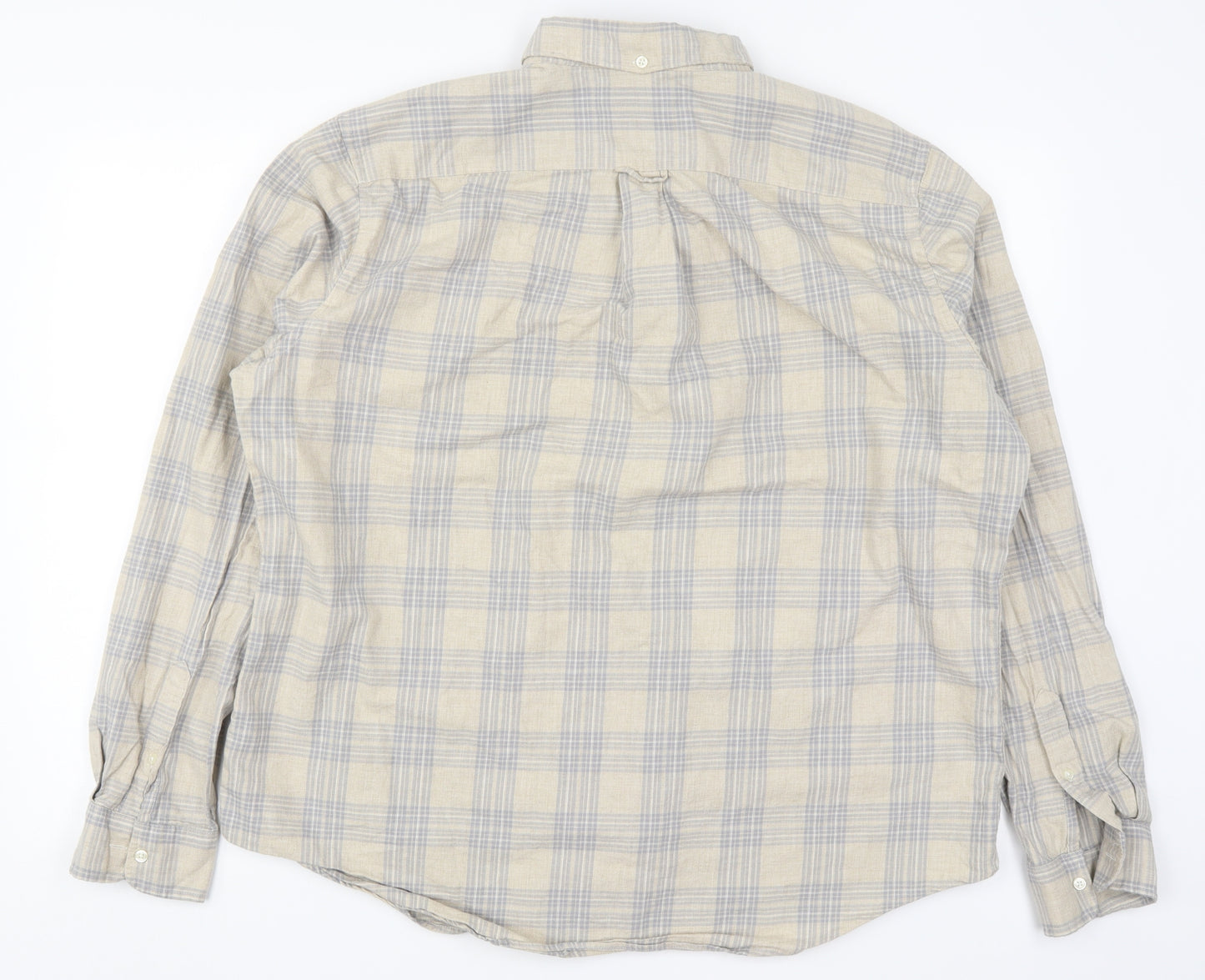 NEXT Mens Beige Check   Button-Up Size 2XL