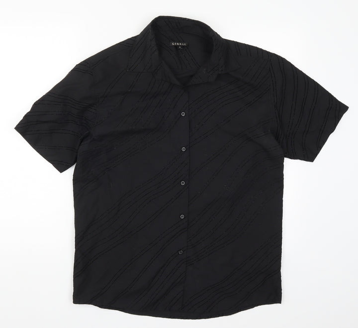 George Mens Black Striped Button-Up Size M