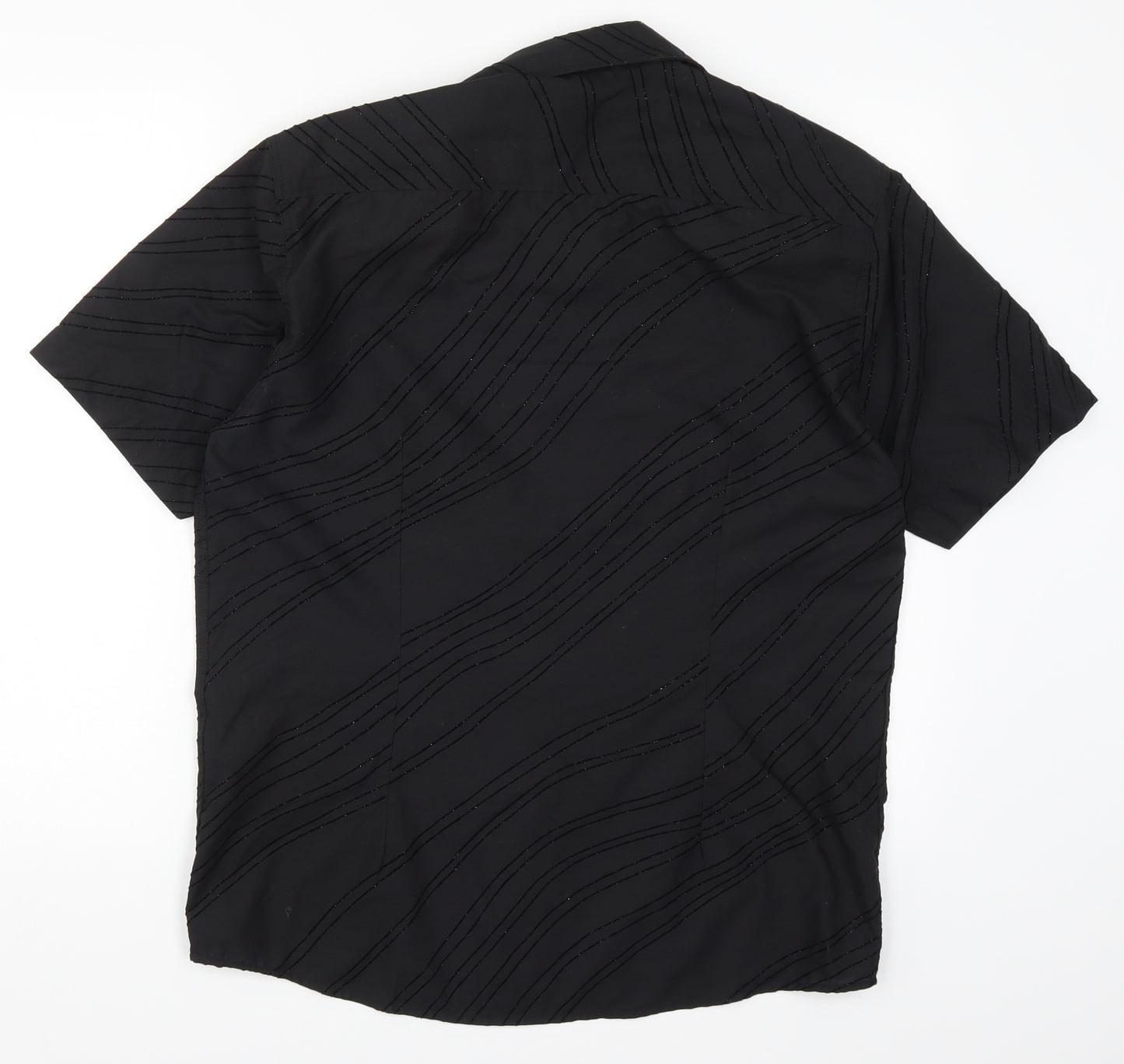 George Mens Black Striped   Button-Up Size M