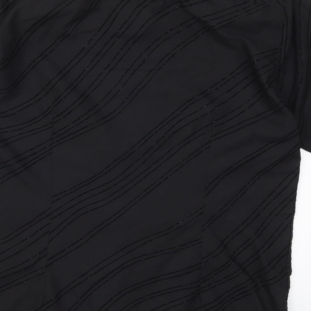 George Mens Black Striped   Button-Up Size M