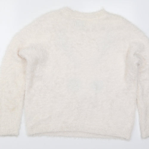 Matalan Womens White  Knit Pullover Jumper Size L  - Rudolph Christmas