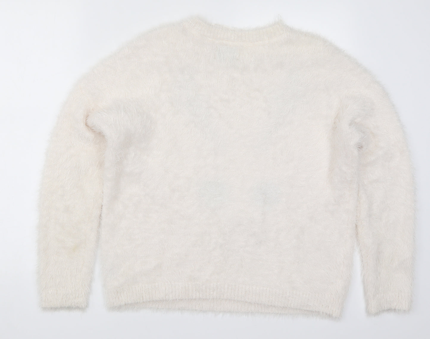 Matalan Womens White  Knit Pullover Jumper Size L  - Rudolph Christmas